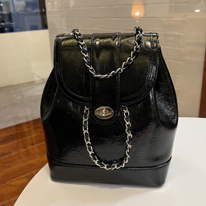 IELGY Корейский нишевый женский мини-рюкзак с цепочкой в ​​стиле ароматов чёрный — фото 7