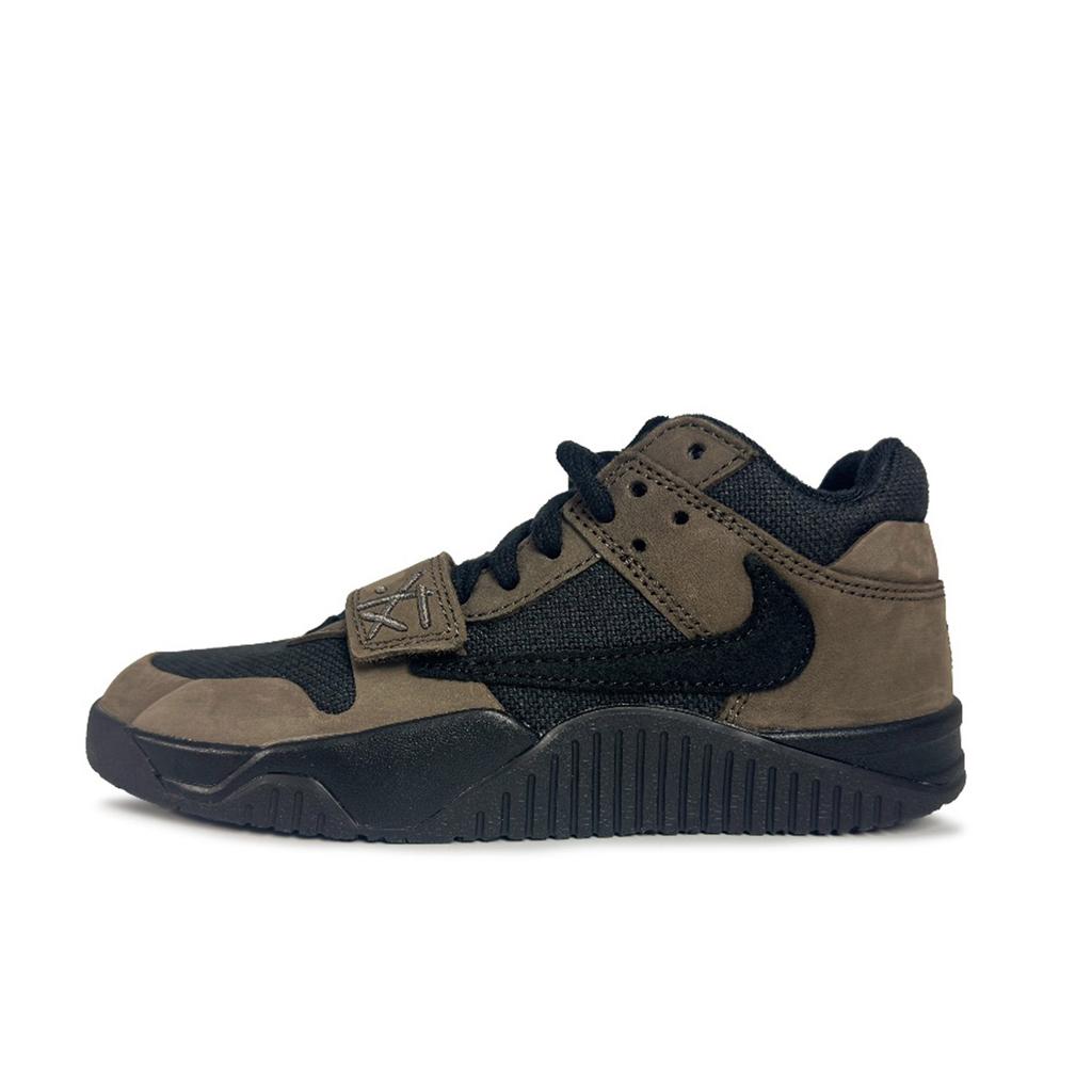 Travis Scott X Jordan Jumpman Jack Cushioning Slip Resistant Low Top Basketball Shoes Unisex Deep Mocha Black Gray FZ8117-204(Team-)