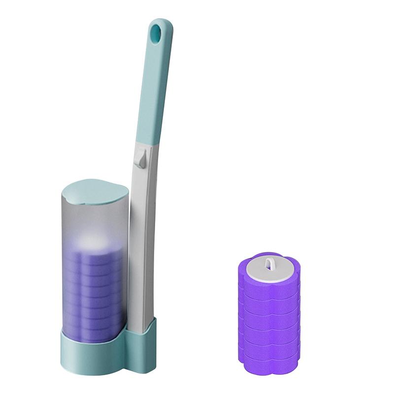 Disposable Toilet Brush Cleaner With Long Handle Bathroom Cleaning Sponge Brush With Replaceable Brush Head Toilet Accessories