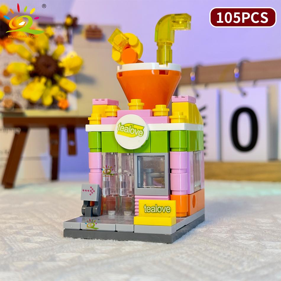 Non-Toxic Moc City Street View Mini Building Blocks Diy City Commercial Street Coffee Shop Puzzle Toys Home Ornaments Decoration