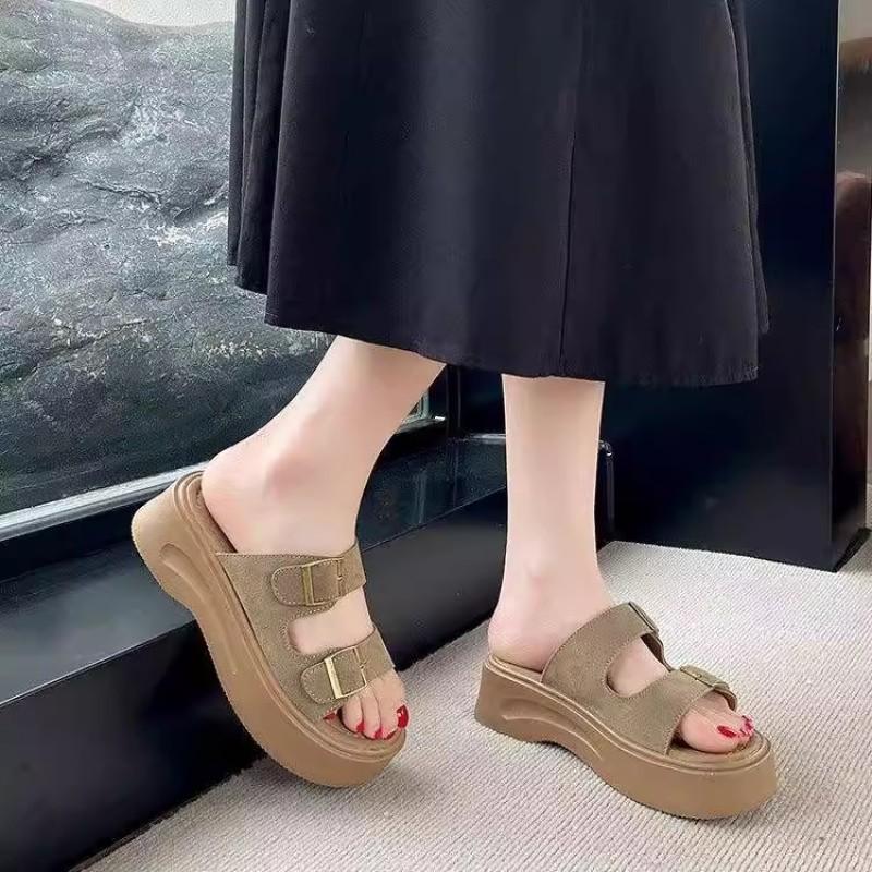 New platform shoes one-word slippers women's outer wear summer skirt casual beach cool slippers