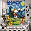 Custom Tapestry Wall Hanging, Snoopy Peanuts Personalized Name Text Home Wall Decor
