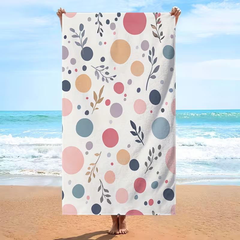 Cute Colorful Heart Print Beach Towel Absorbent Quick Dry Sandproof Towel Sweet Heart Pattern Summer Towel for Beach Activities