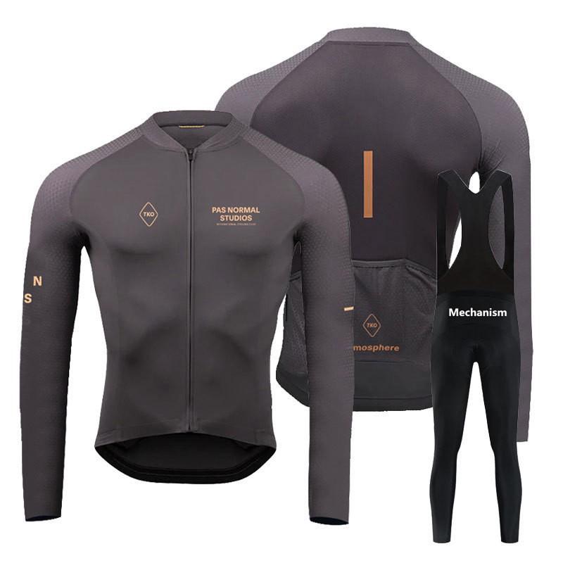 Mens Long Sleeve Cycling Jersey Quick Dry Breathable Road Mountain Bike Apparel PNS
