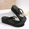 Fashion Vintage Wedges Med Heel Flip Flops for Ladies Chunky Platform Slip On Slippers Women Summer Hot Sale Beach Home Shoes Women