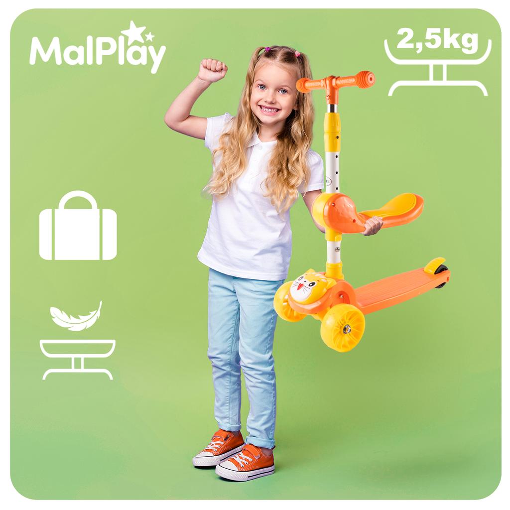 Kitten 2in1 Foldable Three-Wheeled LED Scooter with Seat