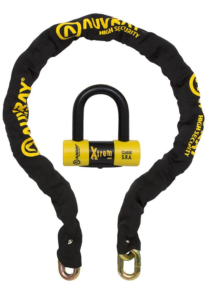AUVRAY XTREM MEDIUM Chain and Padlock Set - Length 140 Cm, Diameter 13.5 Mm (SRA Class)
