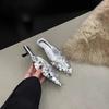 French high heels silver temperament bag head sandals fairy shoes 2025 new spring and summer sequined pointed single shoes