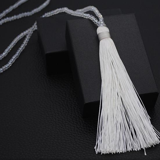 Fashion Women Tassel Pendant Faux Crystal Beaded Long Necklace Jewelry Gift