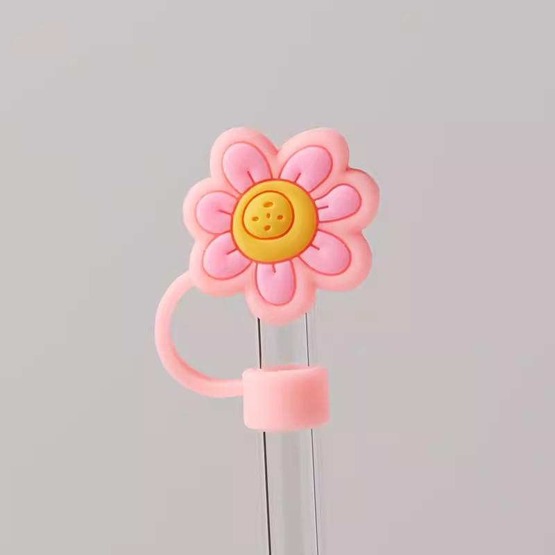 Cute Strawberry Straw Cover Caps For Stanley Cup 40 oz Tumbler Accessories Kawaii Silicone Straw Toppers Cap For 10mm Straws