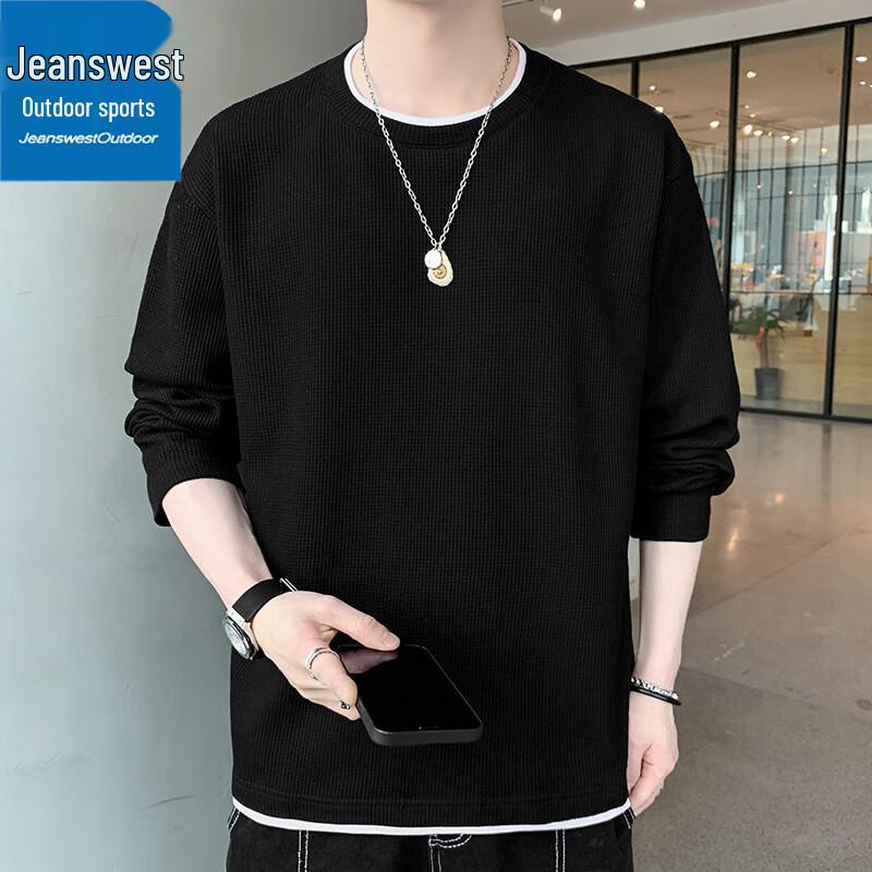 Jeanswest Men's Casual Round Neck Long Sleeve Top