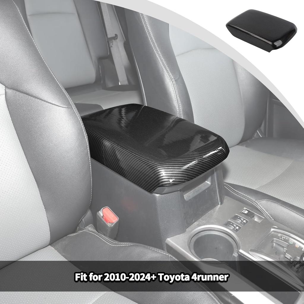 JWWY für 4runner Armlehnenbezug Hülle Polster Mittelkonsolenabdeckung Dekorationsleiste für 2010-2024 Toyota 4runner Innenzubehör, ABS Kohlefaser