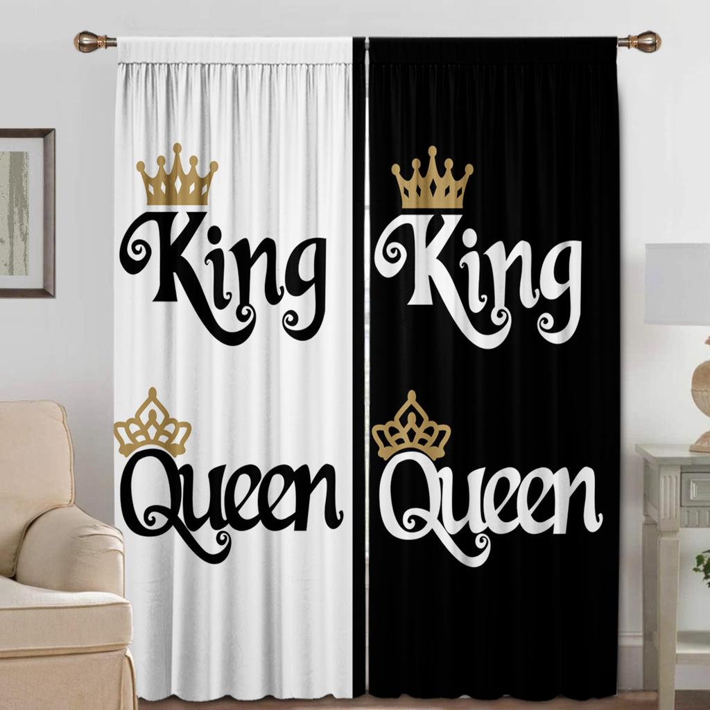 2PC Home Decoration Curtains With Symmetrical Couple Pattern Background And Rod Pocket Curtains, Suitable For Kitchens, Cafes