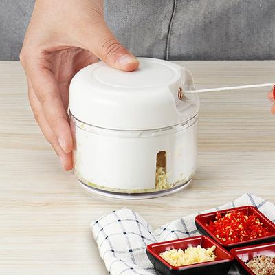 Manual Food Processor Pull Chop Grinder Stainless Steel Mincer for Garlic Chili Ginger Dual-Blade Design Vegetables Chopper for Home Kitchen Prep