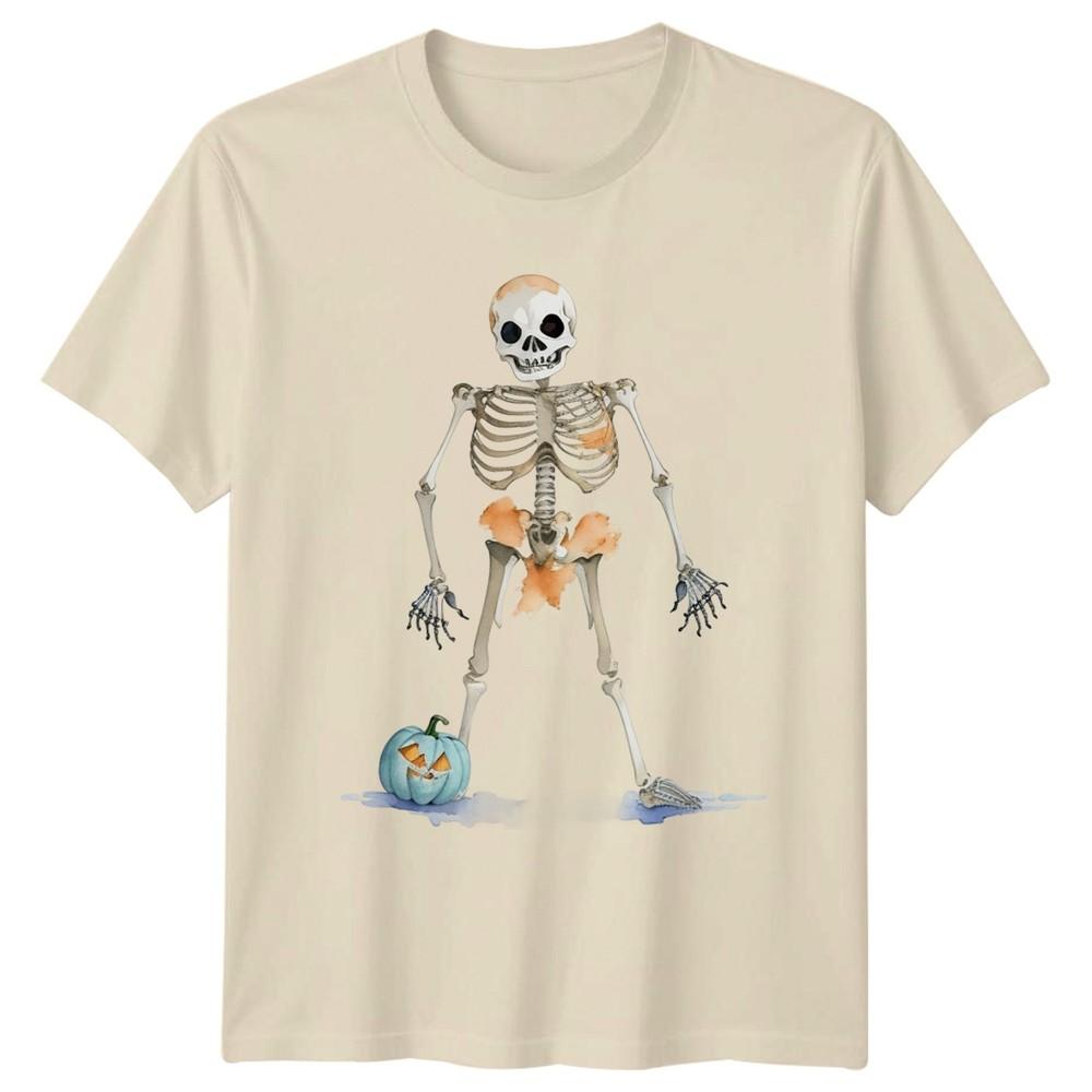 Watercolor Skeleton Blue Pumpkin TShirt Funny Halloween Gift For Him And Her
