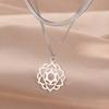 LIKGREAT Yoga Lotus Necklaces Stainless Steel Flower of Life Pendant Women Girls Mandala Healing Buddha Spiritual Chakra Jewelry