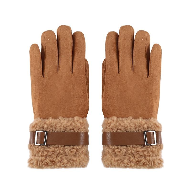 Winterfleece verdickte Thermohandschuhe Damen Wildlederhandschuhe Outdoor winddicht und kalt Fahrradhandschuhe
