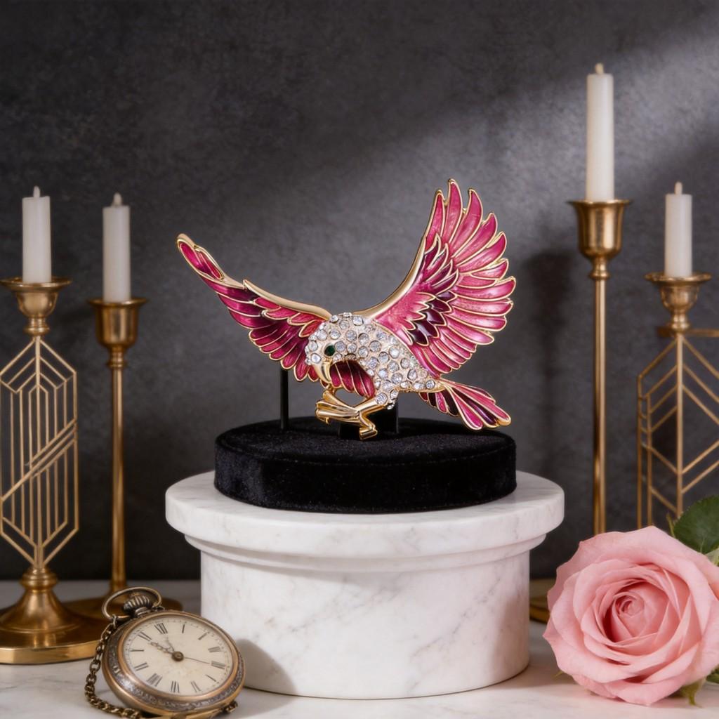 Fashion Eagle Brooch With Diamond Embellishments For Women Accessories
