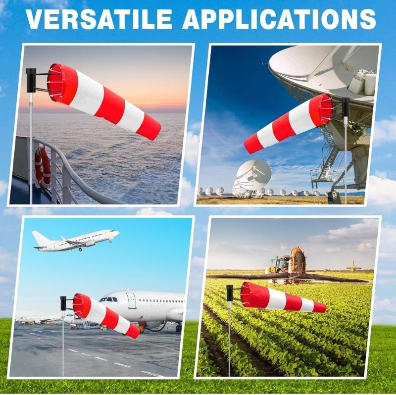 Airport Windsock Ripstop Outdoor Hanging Heavy Duty Wind Measurement Sock Bag with Reflective Belt Waterproof Thickened