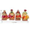 Recycled Martial Rajasthani Standing Dolls Tealight Candle Holder, Multicolor (2 Pair)(4 Candle Holders)