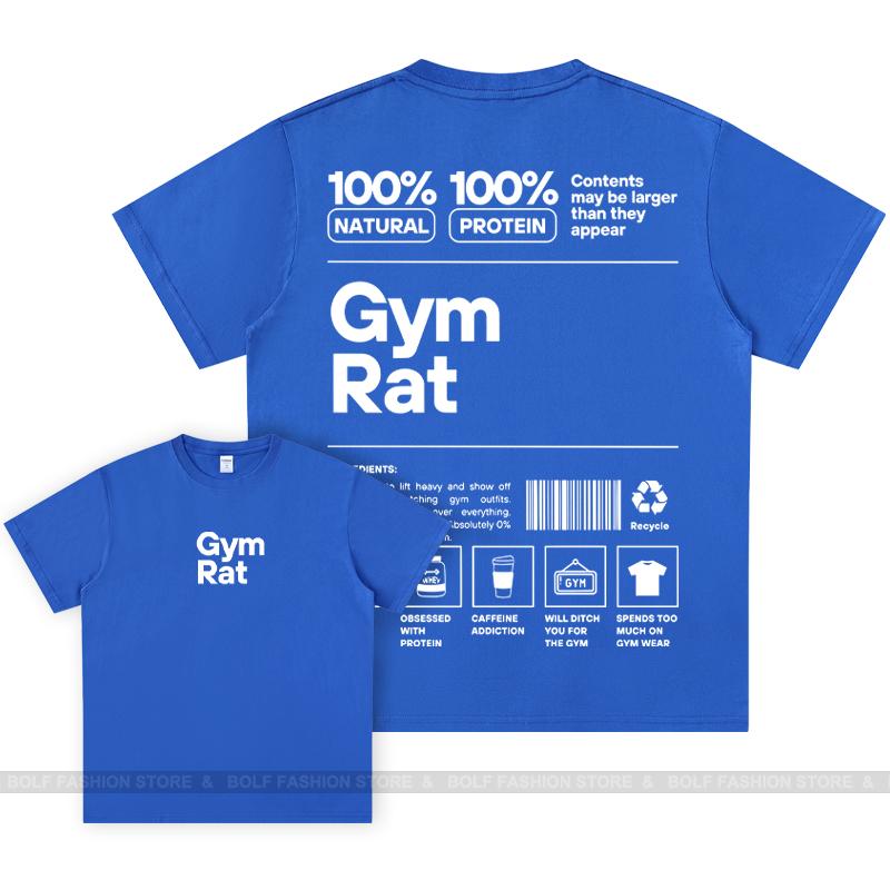 GYM Graphic 100% Cotton Oversized Big Pattern Double-sided Classic Short Sleeve T-Shirt for Men Women Sportswear Tops Tees