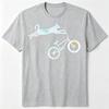 Gradient Watercolor Cat Riding BMX Bike Graphic T Shirt Premium Soft Cotton Short Sleeve Unisex Street Casual Animal Print Tee