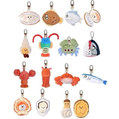 Soft Ocean Animal Keychain Kawaii Lobster Fluffy Sea Keyring PP Cotton Simulation Cartoon Plush Pendant Home Decor
