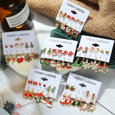 Fashion Christmas Earring Sets, Girls Christmas Candy Earrings, Santa Earrings, Christmas Pendant Sets, Girls Students, Elk Stud Earrings, Elegant AVE
