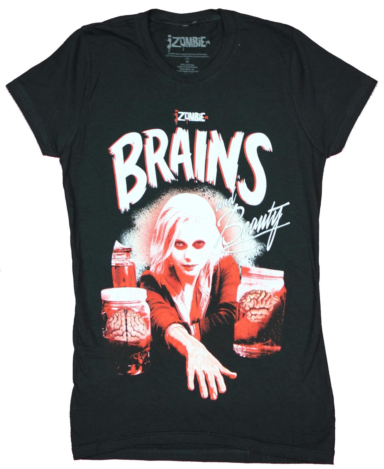 iZombie Girls Juniors T-Shirt - Brains And Beauty Red Tinted Photo Image XXL
