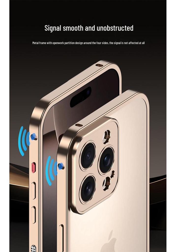 iPhone 15 Pro Aluminum Alloy Heat Dissipation Bumper Case with Seahorse Buckle