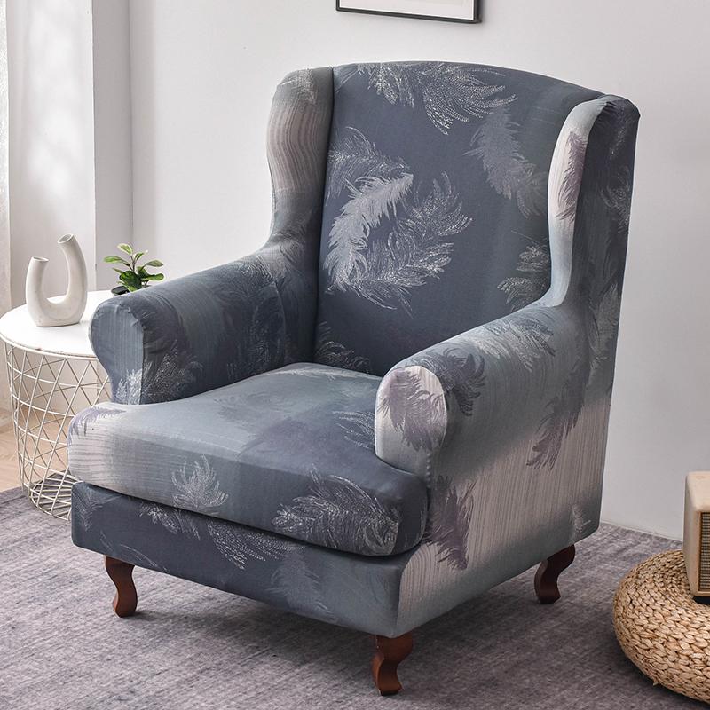 Wingback Chair Slipcover 2 Pieces/set Stretch Sofa Cover Armchair Cover Couch Furniture Protector Elastic Bottom for Living Room