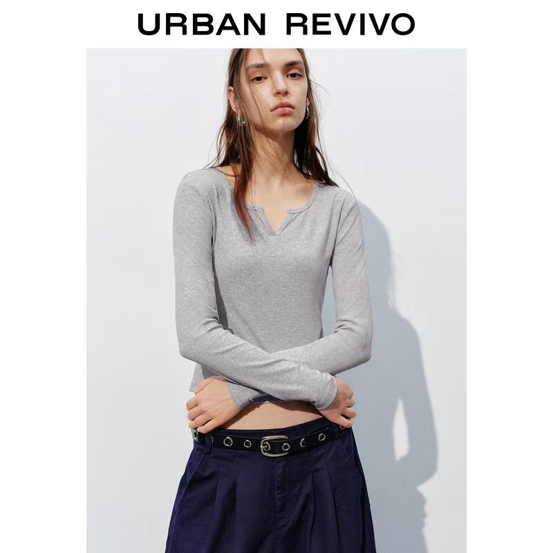 UR 2025 Autumn New Women s Slim-Fit Round Neck T-Shirt S