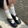 Tabi Shoes  Fashion Belt Buckle Split Toe Shoes Sneakers Ladies Leather Flat Shoes Mary Jane Casual  For Women