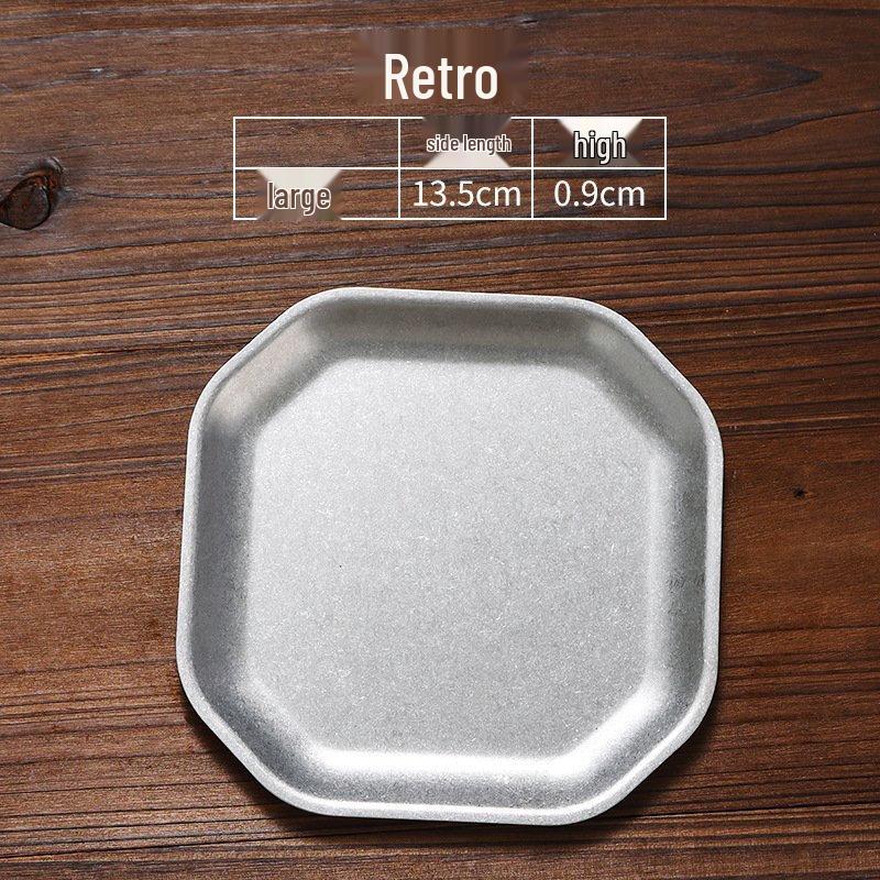 Wutuo Retro Stainless Steel Square Snack & Dessert Plates (Set of 2)