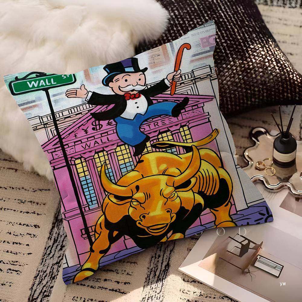 

Monopoly Millionaire Money Canvas Decorative Maple Design Cushion Cover Happy Autumn Harvest decor Holiday Pillow Cover 30X30cm