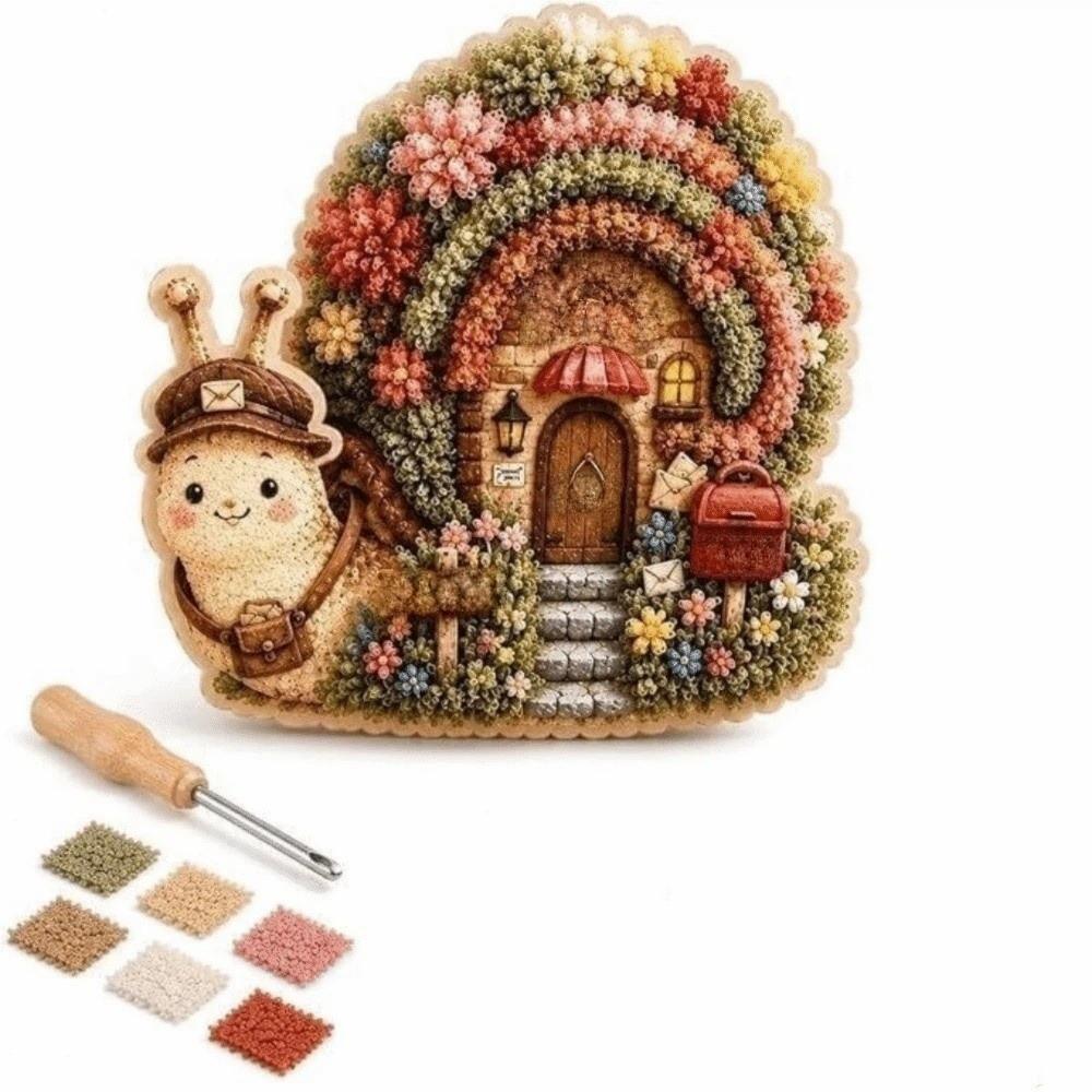 House Scene Poke Art Kit Mushroom Cottage Textile Art Kit DIY Needle Craft Desktop Display