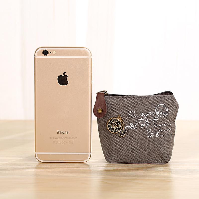 Korean Style Retro Canvas Zipper Coin Purse for Women