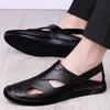 Atmungsaktive Sandalen Herren trendige Taschenkopf Sportschuhe Lochschuhe Herren Lederschuhe Weichleder Herren Freizeitschuhe für den Strand