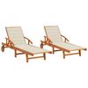 Day and Night - Day and Night Loungers with Cushions 2 Units Solid Acacia Wood