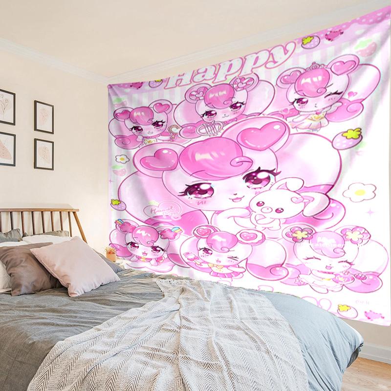 Pink Heartsping Fantasy World Tapestry, Unique Design Tapestry, Wall Decor for Bedroom,Livingroom, Playroom,Heartwarming Fan Holiday Gifts