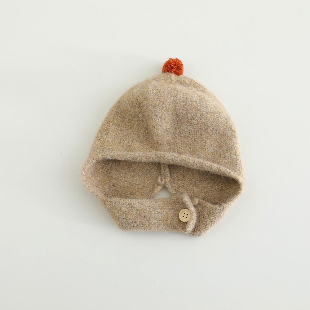 Bonnet Bébé Pompon Couleur Unie Automne Hiver Tricot Cache-Oreilles Bonnet Coupe-Vent Chaud Tout-Petit Garçons Filles Protection Oreilles Bonnet