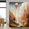 Fantasy Hot Air Balloon & Castle Shower Curtain – Whimsical Scenic Design with Dramatic Sky, Polyester Fabric, Includes 12 Hooks