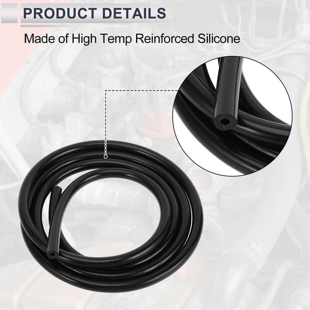 RATCHROLL 1pc Universal Silicone Vacuum Tube Hose High Temperature 5.5FT 3/16" 4mm ID 3.0mm