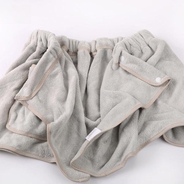 Dames Koraal Fleece Wikkelstijl Korte Badhanddoek met Verstelbare Drukknopen