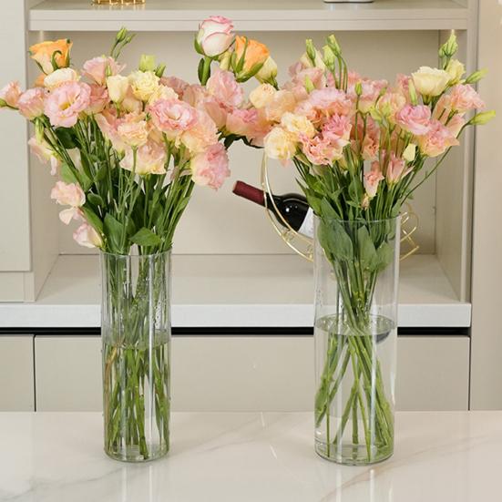Klar blomster vase til borddekorationer Knusesikker Høj Cylinder Plastik Vase til Bryllupsbegivenhed Hjemmekontor Borddekoration