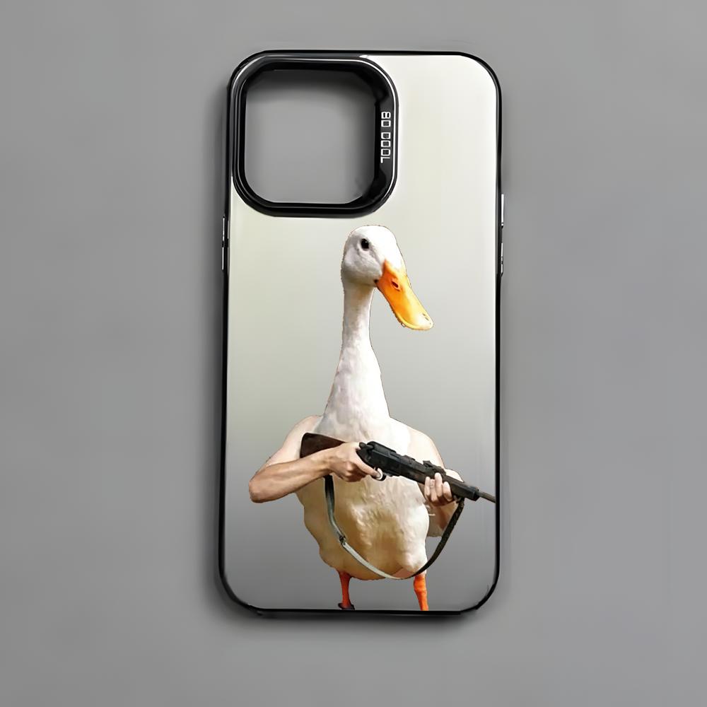 Lustige kämpfende Ente Hühnchen Handyhülle Für iPhone 17 16 15 14 13 12 11 Pro Max Air Bunt Matt Laser Aurora Stoßfeste Hülle