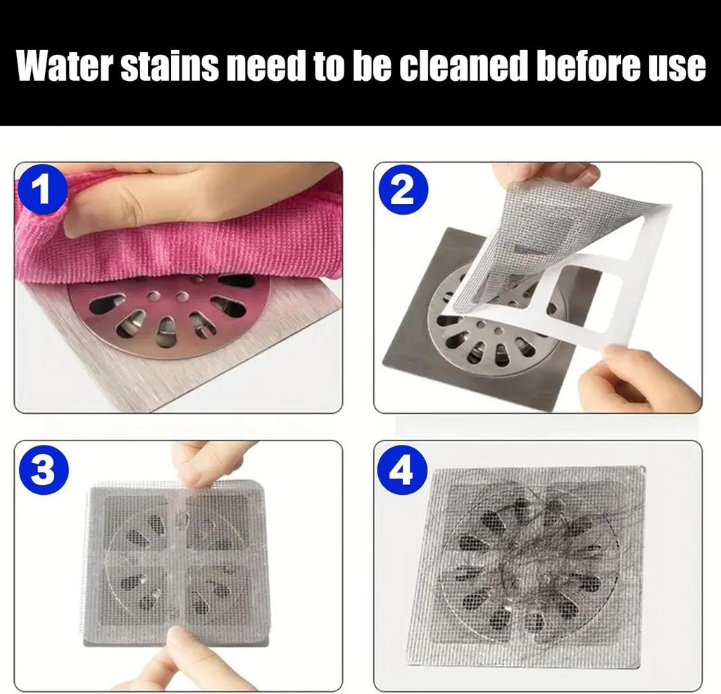 30pcs Disposable Shower Drain Cover Hair Catcher Shower Drain Mesh Sticker Sewer Filter Screen for Bathroom Laundry Bathtub Sink