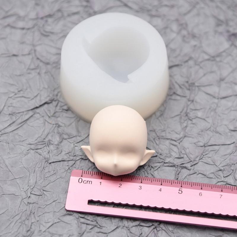 BJD Human Face Mold OB11 Soft Ceramic Q Version Happy Closed Eyes Ultra Light Clay Fondant Silicone Mold 4.5cm 6cm