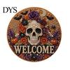 Wall Hanging Decor Halloween Faux Pearl Door Sign Kit, Ghost Skull Skeleton Cat Welcome DIY Painting Art Crafts Handmade Arts for Decoration Set