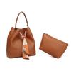 New Bag, Bucket Bag, Vegetable Basket, Women's Bag, Genuine Leather Handle, Mother's Bag, Bride's Wedding Bag, High-end Silk Scarf